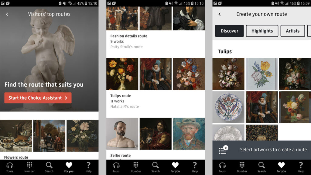Screenshots aus der Rijksmuseum App mit digitaler Sammlung