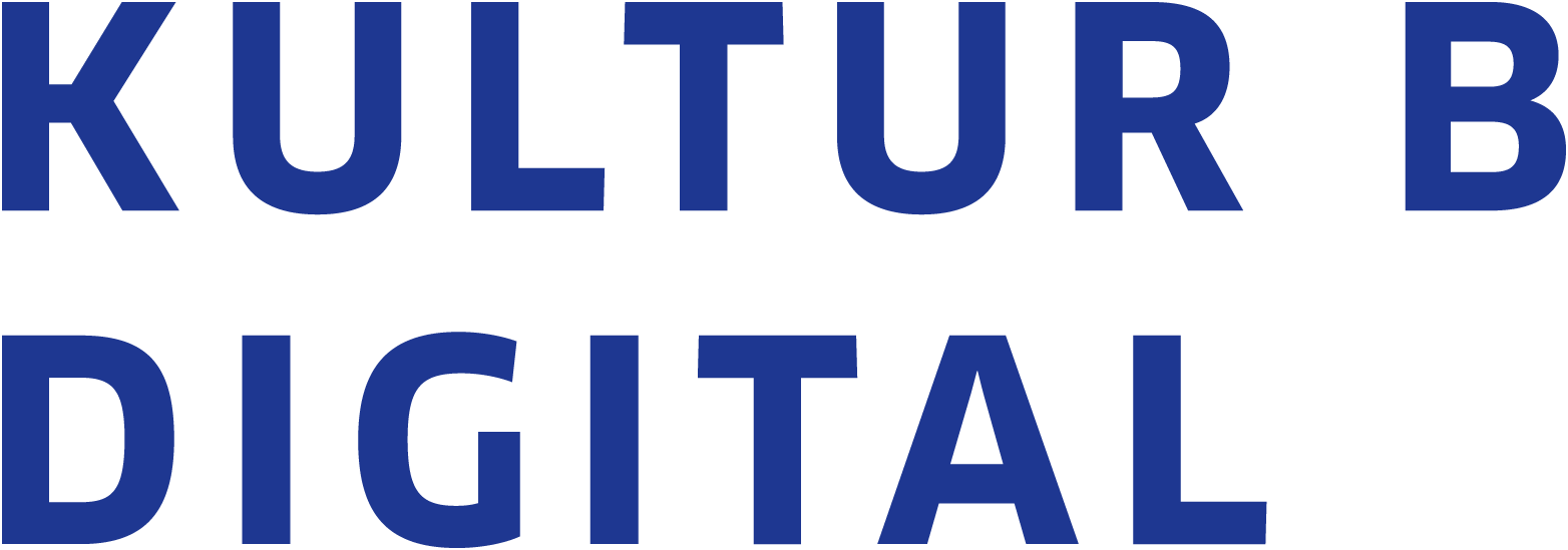 Logo von kulturBdigital mit Wortmarke in Blau